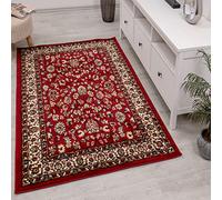 Teppich-Home Orient R2430 Tapis oriental tissé classique avec ornement et motifs floraux, couleur : rouge, beige, gris, noir, dimensions : 120 x 170 cm