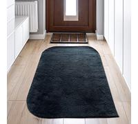 Teppich-Traum Beau Tapis de Salon Doux - Lavable et antidérapant uni - en Noir 60x110 cm