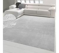 Teppich-Traum Chambre entrée Salle de Bain antidérapant Doux avec Design uni agréable en Gris 120 x 160 cm