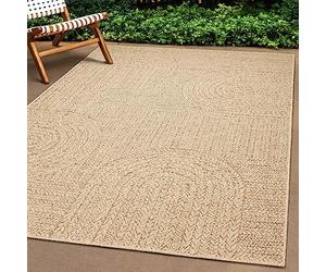 Teppich-Traum Grand Tapis d'intérieur et d'extérieur 240x340 cm Aspect sisal Naturel Beige Marron Jardin terrasse Balcon