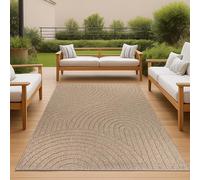 Teppich-Traum Grand tapis d'intérieur et d'extérieur pour balcon, terrasse, salon, facile d'entretien, résistant aux intempéries, robuste, motif arqué, beige, 120 x 160 cm
