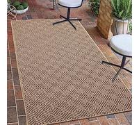 Teppich-Traum Intérieur et extérieur, Coureur, Motif Losanges, Robuste, Moderne, pour terrasse Balcon Jardin, résistant aux intempéries, Aspect Jute, 60 x 180 cm