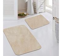 Teppich-Traum Lot de 2 tapis de bain antidérapants et faciles d'entretien - 50 x 60 cm et 60 x 100 cm - Accessoire chaud élégant et intemporel - Beige - 50 x 60 cm + 60 x 100 cm