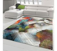 Teppich-Traum Moderne Tapis Abstrait colorés | sans substances nocives | Rouge Bleu Taille 140x200 cm