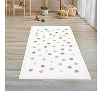 Teppich-Traum Tapis Chambre Enfant Points colorés Doux Facile d'entretien crème 80 x 150 cm