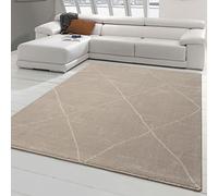Teppich-Traum Tapis Classique avec Ribs - agréablement Doux - Losanges en Beige, 120 x 170 cm
