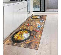 Teppich-Traum Tapis de Cuisine Lavable avec des pâtes colorées, des épices et des piments Rouges, 80 x 300 cm