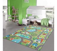 Teppich-Traum Tapis de Jeu avec Paysage Urbain - Grande Roue & Montagnes - Prairie en Vert Taille 120x160 cm