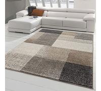 Teppich-Traum Tapis de Salon avec Carré Abstrait | Facile d'entretien | Gris Beige Größe 200x280 cm