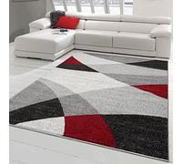 Teppich-Traum Tapis de Salon avec Motif Abstrait Moderne | Facile d'entretien | Gris Rouge Größe 200x280 cm