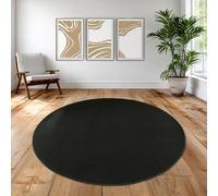 Teppich-Traum Tapis de salon, chambre à coucher, bureau, noble, moderne, doux, facile d'entretien, design contemporain, accessoire d'intérieur élégant, décoratif, luxueux, noir, 200 cm, rond