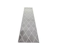 Teppich-Traum Tapis de Salon Design Scandinave Motif Diamant - Facile à Entretenir - Gris crème Blanc Größe 80 x 300 cm