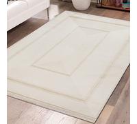 Teppich-Traum Tapis de Salon élégant et Classique avec Franges Bordure Noble en crème Or, 160 x 230 cm