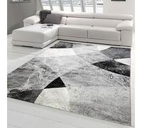 Teppich-Traum Tapis de Salon Moderne Design Abstrait marbré Losanges ondulés Noir Gris - résistant & Durable Größe 240 x 340 cm