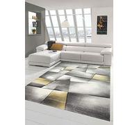 Teppich-Traum Tapis de Salon Moderne Tapis Pile Courte en Pastel Jaune Gris Größe 120x170 cm