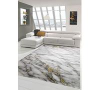 Teppich-Traum Tapis de Salon Tapis Aspect marbre en Or Gris crème Größe 120x170 cm