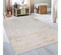 Teppich-Traum Tapis Design Brillant pour Le Salon Entretien Facile | en Blanc doré, 120 x 170 cm