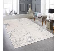 Teppich-Traum Tapis Design Brillant pour Le Salon Entretien Facile | en Bleu et Blanc, 200 x 290 cm