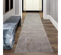 Teppich-Traum Tapis Design Couloir Salon Chambre à Coucher Branches d´Arbre Or, 80 x 300 cm