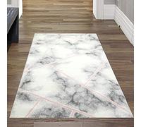 Teppich-Traum Tapis Design Couloir Salon en Marbre - Facile à Nettoyer - Rose Gris crème Größe 60x110 cm