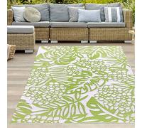 Teppich-Traum Tapis d'extérieur imperméable Plastique résistant aux intempéries Tapis de Jardin Tapis de Camping Pique-Nique Design Feuilles Vert Clair 240 x 340 cm