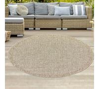 Teppich-Traum Tapis d'extérieur résistant aux intempéries Aspect sisal Jardin terrasse Balcon Beige/Naturel Rond 120 cm de diamètre