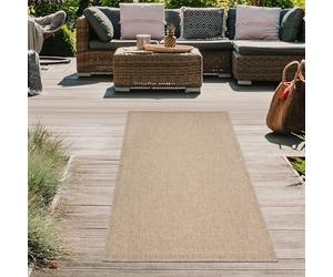 Teppich-Traum Tapis d'extérieur résistant aux intempéries, Aspect sisal, Jardin, terrasse, Balcon, Beige/Naturel 80x150 cm