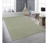 Teppich-Traum Tapis d'extérieur Salon Balcon Jardin Effet de Profondeur élevé Style Boho Motif Arc uni Vert, 120 x 160 cm