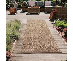 Teppich-Traum Tapis d'intérieur et d'extérieur Long 80x250 cm Aspect sisal Naturel Beige Marron Jardin terrasse Balcon