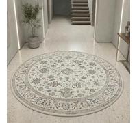 Teppich-Traum Tapis Discret avec Embellissements & Ornements en crème, 200 cm Rond