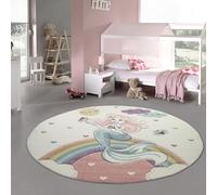 Teppich-Traum Tapis Enfant Tapis sirène pépinière Princesse Pastel Größe 160 cm Rund