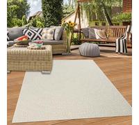 Teppich-Traum Tapis extérieur Balcon Terrasse Jardin d'hiver résistant aux intempéries Indoor Jute Look Motif de Lignes en Forme de Cercle crème, 160 x 230 cm