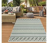 Teppich-Traum Tapis Intérieure et Extérieure Sisal Terrasse Balcon Cuisine Salle de Séjour Motif à Losange Diamant Rayé Zigzag Vert sur Couleur Sable Größe 160x220 cm