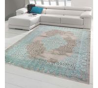 Teppich-Traum Tapis Moderne avec Ornements Vintage Turquoise Gris Taille 160x230 cm, Taille 160 x 230 cm