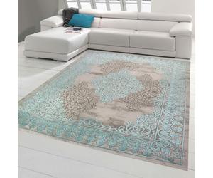 Teppich-Traum Tapis Moderne avec Ornements Vintage Turquoise Gris Taille 160x230 cm, Taille 160 x 230 cm