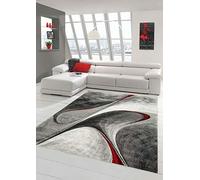 Teppich-Traum Tapis Moderne de Salon Design en Rouge Gris - Größe 200 x 290 cm