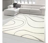 Teppich-Traum Tapis Moelleux Salon & Chambre à Coucher | Design en Tissu Plat Moderne crème Größe 120x170 cm