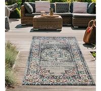 Teppich-Traum Tapis Oriental de Salon d'extérieur Vintage en Gris Bleu Größe 80x150 cm