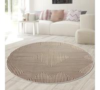 Teppich-Traum Tapis ovale pour salon, salle à manger avec structure haute profondeur - Moderne - Géométrique - Facile d'entretien - Doux et décoratif - Beige - 160 cm - Ovale
