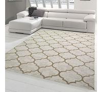 Teppich-Traum Tapis pour Chambre à Coucher | hypoallergénique | Motif marocain en Beige Taille 200 x 290 cm
