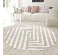 Teppich-Traum Tapis pour salon espace de couchage espace de vie rond à poils hauts avec motif doux facile à entretenir durable confortable élégant Beige 200 cm rond
