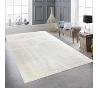 Teppich-Traum - Tapis pour salon et zone de vie - Poils longs - Motif - Doux - Facile d'entretien - Résistant - Décoratif - Moelleux - Harmonieux - Élégant - Durable - Crème - 140 x 200 cm