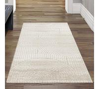 Teppich-Traum Tapis Salle de séjour Vestiaire Entrée Couloir Couloir Moquette Moelleuse et Facile d'entretien à Motif Arrondi Beige, 80 x 150 cm