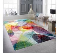 Teppich-Traum Tapis Salon Chambre Bureau Bureau Entretien Facile résistant Multicolore inaltérable avec Motif Feuillage en Multicolore, 120 x 170 cm