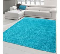 Teppich-Traum Tapis Shaggy Moelleux | Facile d'entretien & résistant | en Turquoise Größe 140x200 cm