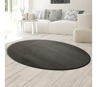 Teppich-Traum Tapis Shaggy Salon de Tapis Moquette Flokati en Anthracite, 140 x 200 cm Oval