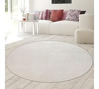 Teppich-Traum Tapis Shaggy Salon de Tapis Moquette Flokati en crème, 120 cm Rond
