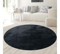Teppich-Traum Tapis Shaggy Salon de Tapis Moquette Flokati en Noir, 120 cm Rond