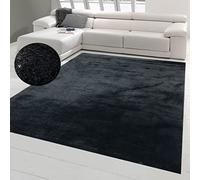Teppich-Traum Tapis Shaggy Salon de Tapis Moquette Flokati en Noir, 140 x 200 cm