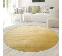 Teppich-Traum Tapis Shaggy Salon de Tapis Moquette Flokati en Or, 120 cm Rond